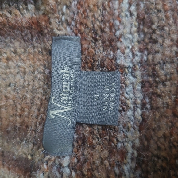 Natural Reflections Tan Brown Cardigan Knit‎ Sweater Wool Blend Size M - Picture 5 of 10